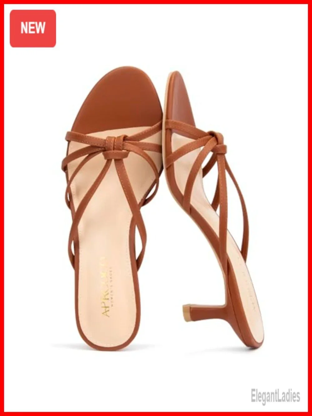 Strappy Kitten Heels Knotted Open Round Toe Slip On Mule Heeled Sandals